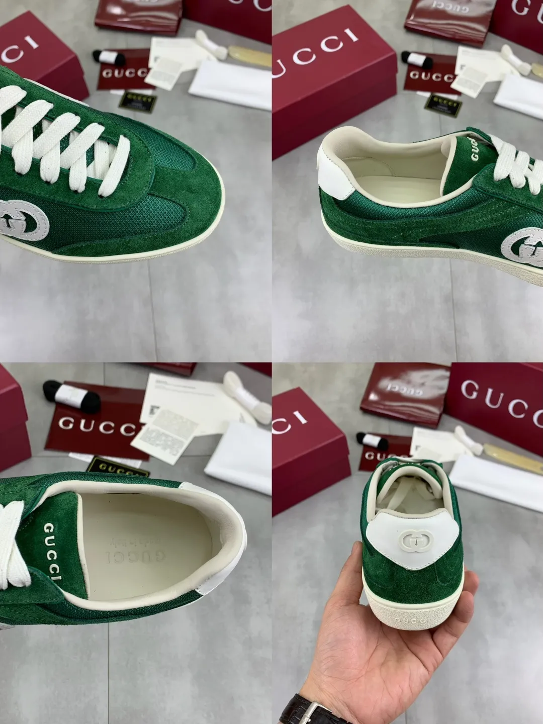 Men's shoes 💰P562 New GUCCI classic design moral training element catwalk model, matching version of top quality moral training shoes for men and women. Epoxy logo process is concave and convex, matching oil edge technology, punched cowhide cloth surface, suede cowhide surface splicing, breathable and not stuffy, the original overlasted shoe model is comfortable on the feet.  Fabric: Matched leather + cloth + mesh Lining: Water-dyed sheepskin Foot: Water-dyed sheepskin Outsole: Original molded TP matching environmentally friendly material Packaging: Top counter full set of packaging Female 35-42 (Female 41.42. Customized) Male 39-46 (46 customized)